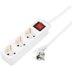HAMA Разклонител 3 гнезда, 1.4м, бял с бутон за вкл/изкл.