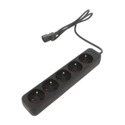 Разклонител Lanberg, 5 гнезда, 1 м. кабел, черен