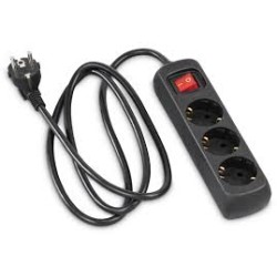 Разклонител Hama 3 гнезда, 1.4м, On/Off бутон, черен