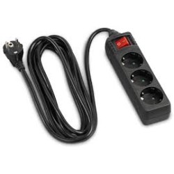 Разклонител HAMA 3 гнезда, 5м, черен с бутон вкл/изкл