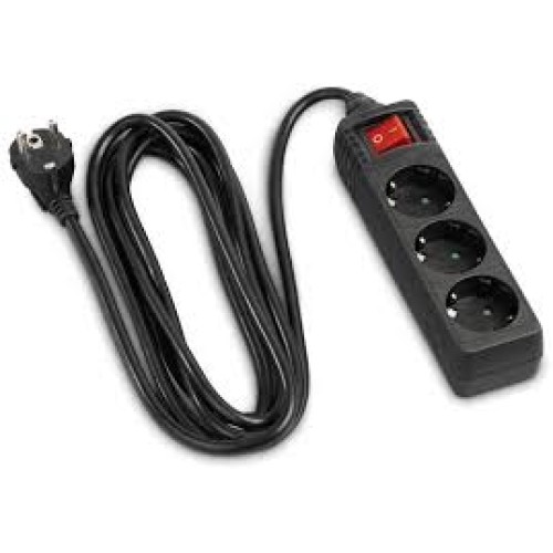 Разклонител HAMA 3 гнезда, 5м, черен с бутон вкл/изкл Разклонител HAMA 3 гнезда, 5м, черен с бутон вкл/изкл