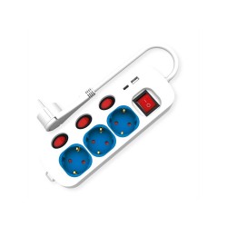 Разклонител, 1x USB A, 1x USB-C, 3 гнезда, с ключ, 1.5 м Разклонител, 1x USB A, 1x USB-C, 3 гнезда, с ключ, 1.5 м