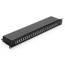 Cat.6 Shielded Patch Panel, Dual Type IDC, 24 Ports, Black