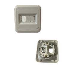 Empty wall-mounted outlet, for 2 x RJ45, white