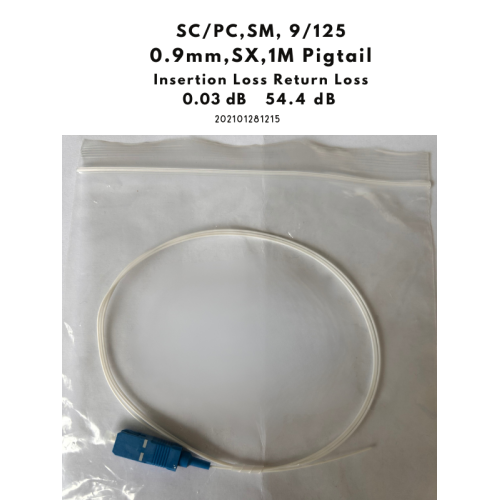 Оптичен пигтейл SC_PC SM 9-125 0.9mm SX 1m Pigtail 0.3dB 54.4 dB Оптичен пигтейл SC_PC SM 9-125 0.9mm SX 1m Pigtail 0.3dB 54.4 dB
