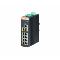 Комутатор Dahua PFS3210-8GT-DP, 8GE PoE+, 4GE, IP40, индустриален