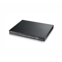 Комутатор ZyXEL GS2210-24LP, 24x GbE PoE+ порта + 4x SFP/RJ45, L2+, IGMP, MVR, D