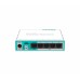 Рутер MikroTik RB750r2, hEX lite, 64MB, 5xFE, RouterOS L4, plastic case, PSU 
